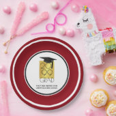 ブラック&金ゴールドグラード | 編集可能な赤 | 卒業 ペーパープレート (パーティー)