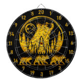 ブラック&金ゴールドグリズリーベア美しい ダーツボード (正面)