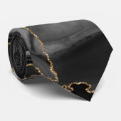 ブラック&金ゴールドグリッターアゲート ネクタイ (ロール)