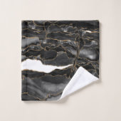 ブラック&金ゴールドグリッターアゲート バスタオルセット (ウォッシュタオル)