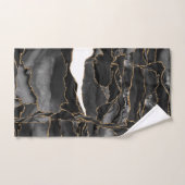 ブラック&金ゴールドグリッターアゲート バスタオルセット (ハンドタオル)