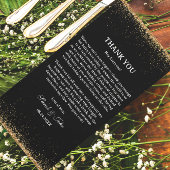 ブラック&金ゴールドグリッターウェディングレセプションテーブル サンキューカード