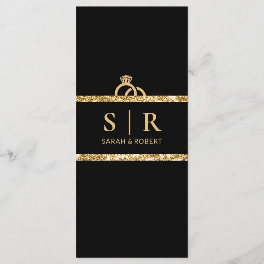 ブラック&金ゴールドグリッターウェディングレセプション メニュー (裏面)