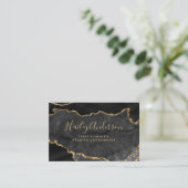 ブラック&金ゴールドグリッターウォーターカラーギルド瑪瑙 名刺 (スタンド正面)