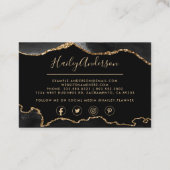 ブラック&金ゴールドグリッターウォーターカラーギルド瑪瑙 名刺 (裏面)