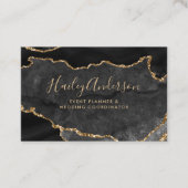 ブラック&金ゴールドグリッターウォーターカラーギルド瑪瑙 名刺 (正面)