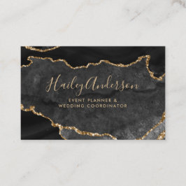 ブラック&金ゴールドグリッターウォーターカラーギルド瑪瑙 名刺