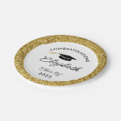 ブラック&金ゴールドグリッターカスタム卒業式パーティー ペーパープレート (アングル)