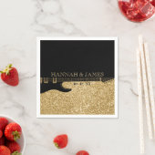 ブラック&金ゴールドグリッターギタ結婚ー スタンダードカクテルナプキン (インサイチュ)