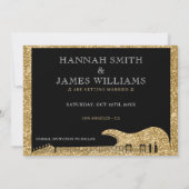 ブラック&金ゴールドグリッターギタ結婚ー セーブザデート (裏面)