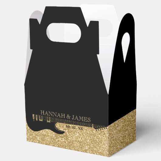 ブラック&金ゴールドグリッターギタ結婚ー フェイバーボックス (オープン)