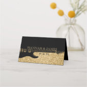 ブラック&金ゴールドグリッターギタ結婚ー プレイスカード (裏面)