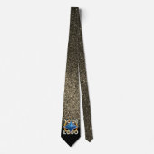 ブラック&金ゴールドグリッターグラムスタイリッシュ会社のロゴ ネクタイ (正面)