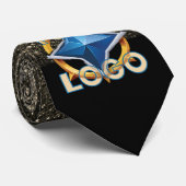 ブラック&金ゴールドグリッターグラムスタイリッシュ会社のロゴ ネクタイ (ロール)