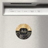 ブラック&金ゴールドグリッターグラムダイヤモンド&ドット マグネット (インサイチュ (食洗機))