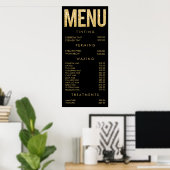 ブラック&金ゴールドグリッターサロンメニューウォールポスター ポスター (ホームオフィス)