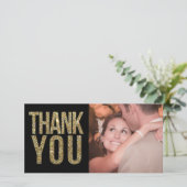 ブラック&金ゴールドグリッターサンキューフォトカード サンキューカード (スタンド正面)