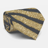 ブラック&金ゴールドグリッターシャイニーゼブラタイガーストライプ ネクタイ (ロール)