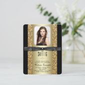 ブラック&金ゴールドグリッタースウィート16パーティー 招待状 (スタンド正面)