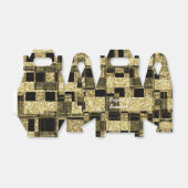 ブラック&金ゴールドグリッタースクウェアシックパーティーフェイスボックス フェイバーボックス (折り畳みなし)