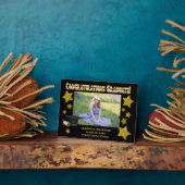 ブラック&金ゴールドグリッタースター卒業式 フォトプラーク (側面)