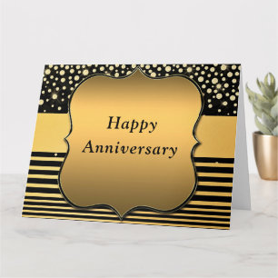 ブラック&金ゴールドグリッタースパークリー記念日カード カード