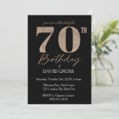 ブラック&金ゴールドグリッタースワール70誕生日 招待状 (スタンド正面)