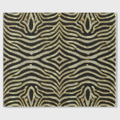 ブラック&金ゴールドグリッターゼブラ印刷パターン ラッピングペーパー (フラット)