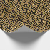 ブラック&金ゴールドグリッタータイガープリント ラッピングペーパー (角)