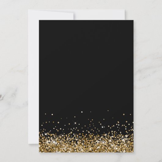 ブラック&金ゴールドグリッターダブル卒業写真グラデーション 招待状 (裏面)