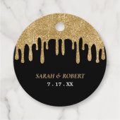 ブラック&金ゴールドグリッタードリップ結婚ズ フェイバータグ (正面)