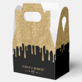 ブラック&金ゴールドグリッタードリップ結婚ズ フェイバーボックス (オープン)