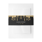 ブラック&金ゴールドグリッタードリップ結婚ズ 招待状ベリーバンド (正面例)