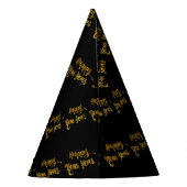 ブラック&金ゴールドグリッターハッピーニューイヤーパーティー帽子 パーティーハット (裏面)