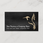 ブラック&金ゴールドグリッターハミングバード 名刺 (正面)