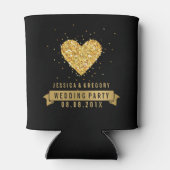ブラック&金ゴールドグリッターハートイラストレーション 缶クーラー (裏面)