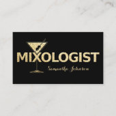 ブラック&金ゴールドグリッターバーテンダービジネスカード 名刺 (正面)