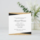 ブラック&金ゴールドグリッタービジネスプロフェッショナルディナー 招待状 (スタンド正面)