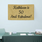 ブラック&金ゴールドグリッターフィフティアンドファブラス誕生日 横断幕 (トレードショー)