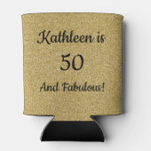 ブラック&金ゴールドグリッターフィフティアンドファブラス誕生日 缶クーラー (裏面)