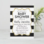 ブラック&金ゴールドグリッターベビーシャワー招待状 招待状 (スタンド正面)