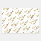 ブラック&金ゴールドグリッターメリークリスマスタイポグラフィ ラッピングペーパーシート (正面)