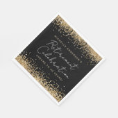 ブラック&金ゴールドグリッターリタイアナプキンズ スタンダードランチョンナプキン (角)