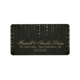 ブラック&金ゴールドグリッタールック結婚ズ ラベル