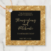 ブラック&金ゴールドグリッター化粧品製品ラベル フェイバータグ (正面)