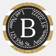 ブラック&金ゴールドグリッター差出人住所