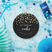 ブラック&金ゴールドグリッター彼らケーキ食べーおもしろい結婚ズ ペーパープレート (パーティー)