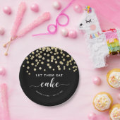 ブラック&金ゴールドグリッター彼らケーキ食べーおもしろい結婚ズ ペーパープレート (パーティー)