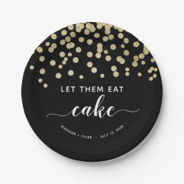 ブラック&金ゴールドグリッター彼らケーキ食べーおもしろい結婚ズ ペーパープレート