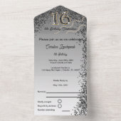 ブラック&金ゴールドグリッター書道ナンバースウィート16 オールインワン招待状 (内側)